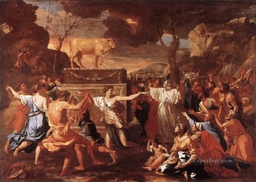 Adoration of the golden calf classical painter Nicolas Poussin Oil Paintings
